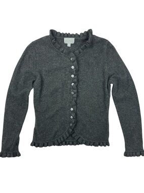 Pure Collection Cashmere Ruffle Charcoal Grey Cardigan SIZE 6